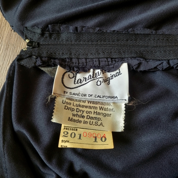 Vintage 70s Claralura Original Black Beaded Fringe Flapper Style Evening Dress - Picture 7 of 14